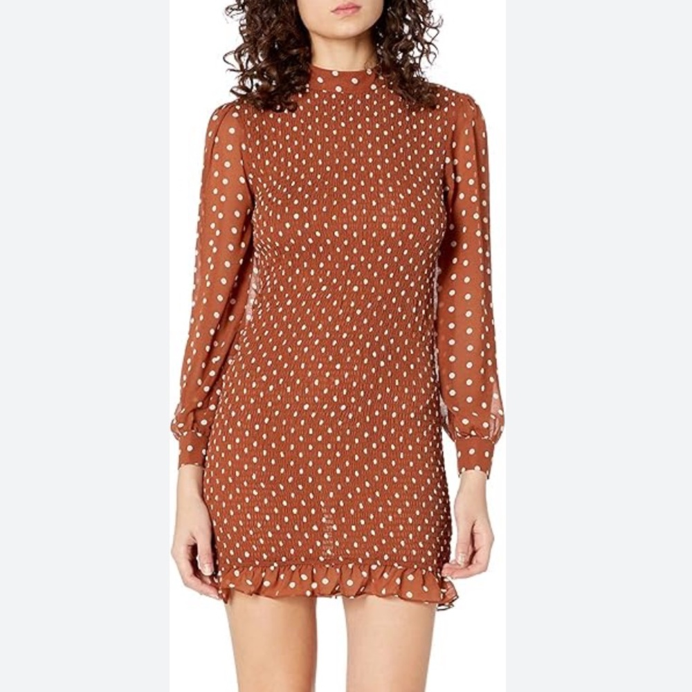 J.O.A. Brown Sheath Dress with Bishop Sleeves